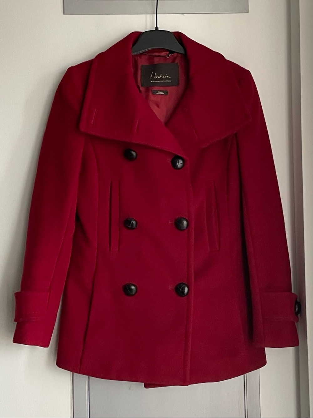 ARITZIA BABABTON Howell Red Pea Coat - Virgin Wool & Cashmere Blend